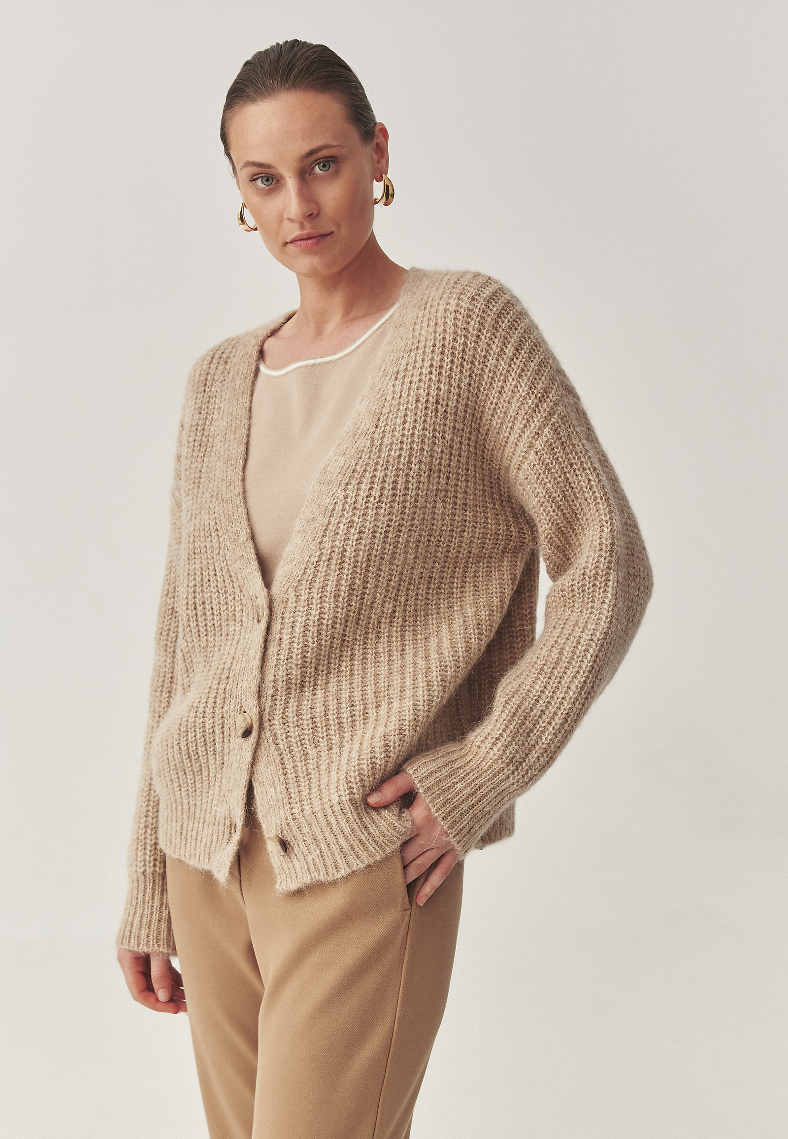WOOL AND ALPACA CARDIGAN - ADISON WOOL AND ALPACA CARDIGAN - ADISON BEIGE 114801