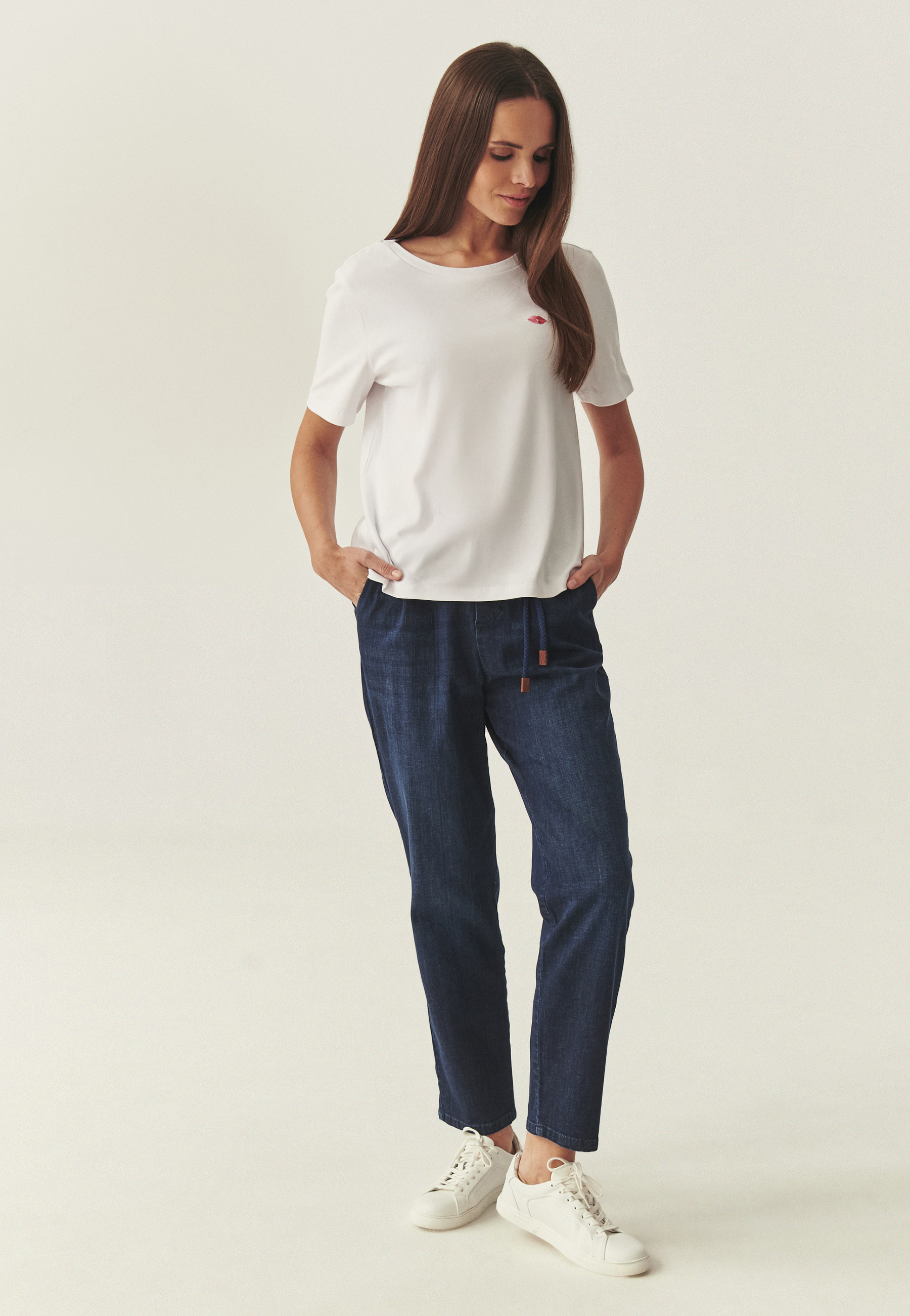 DENIM TROUSERS WITH ELASTIC WAISTBAND - FARAJA NAVY BLUE 2