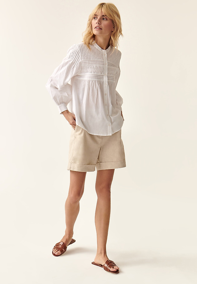 BATYSTOWA BLUZKA Z OZDOBYMI PRZESZYCIAMI BABTISTI BATYSTOWA BLUZKA Z OZDOBYMI PRZESZYCIAMI BABTISTI BIAŁY 2