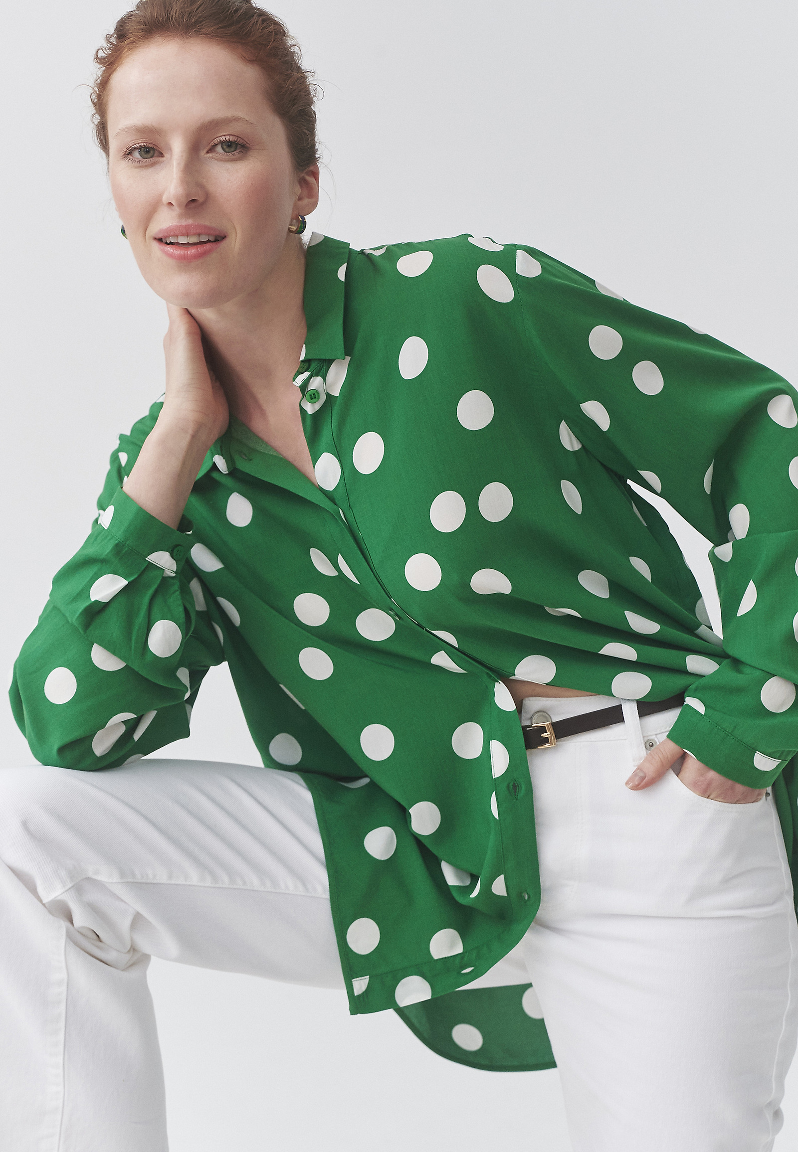 VISCOSE SHIRT WITH GREEN POLKA DOTS - DOTTA 1 VISCOSE SHIRT WITH GREEN POLKA DOTS - DOTTA 1 MULTICOLOR 106663