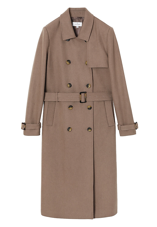 DOUBLE-BREASTED LADIES’ COAT WITH A BUCKLE BELT - SOKORO DOUBLE-BREASTED LADIES’ COAT WITH A BUCKLE BELT - SOKORO BEŻOWY 9
