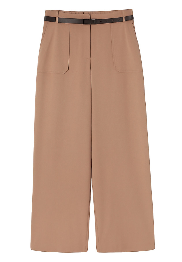 WOVEN TROUSERS WITH A BELT AND WIDE LEGS - FEDORA WOVEN TROUSERS WITH A BELT AND WIDE LEGS - FEDORA BEIGE 5