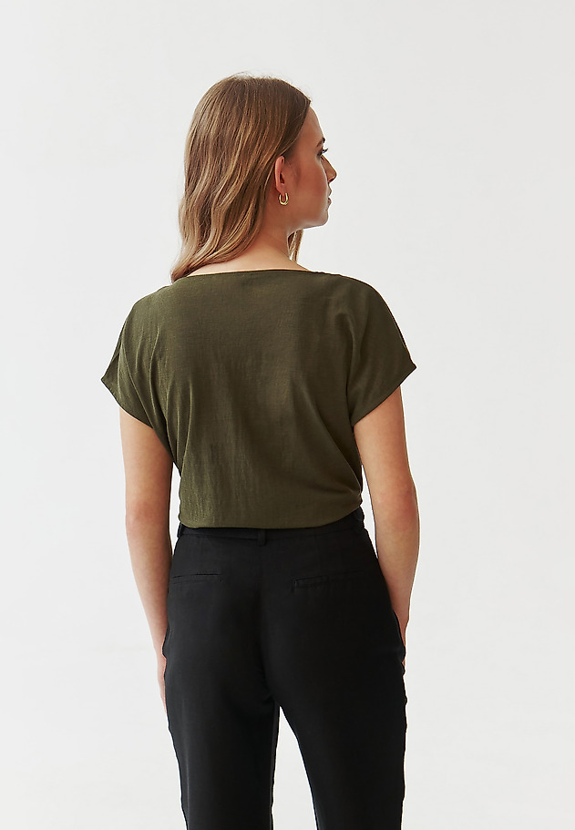 LADIES’ BLOUSE WITH V-SHAPED NECKLINE - KALSA LADIES’ BLOUSE WITH V-SHAPED NECKLINE - KALSA KHAKI 4