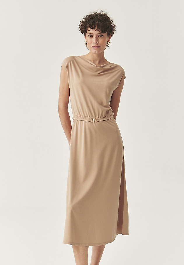 KNITTED MIDI DRESS WITH BELT - AVI KNITTED MIDI DRESS WITH BELT - AVI BEIGE 3