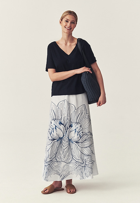 WZORZYSTA SPÓDNICA Z LNEM - TOSITA WZORZYSTA SPÓDNICA Z LNEM - TOSITA