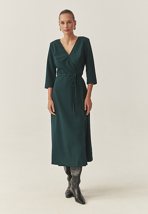 ROCHIE DIN ȚESĂTURĂ CU CROIALĂ TIP PLIC — ZEREWIANA VERDE 2