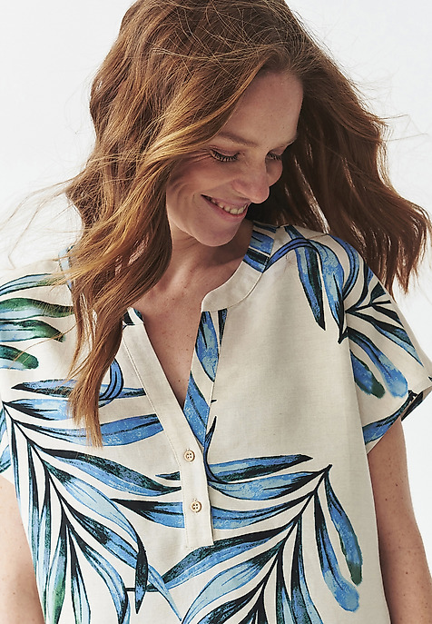 WZORZYSTA BLUZKA Z LNEM I WISKOZĄ - SARAKINO 1 WZORZYSTA BLUZKA Z LNEM I WISKOZĄ - SARAKINO 1