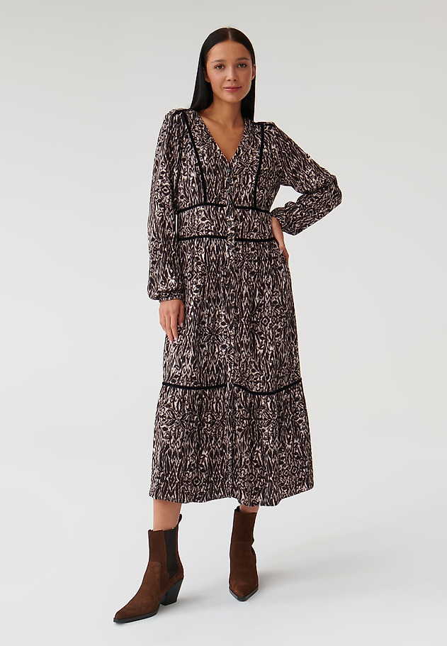 PATTERNED FABRIC DRESS WITH RUFFLE - ANLI PATTERNED FABRIC DRESS WITH RUFFLE - ANLI MULTICOLOR 1