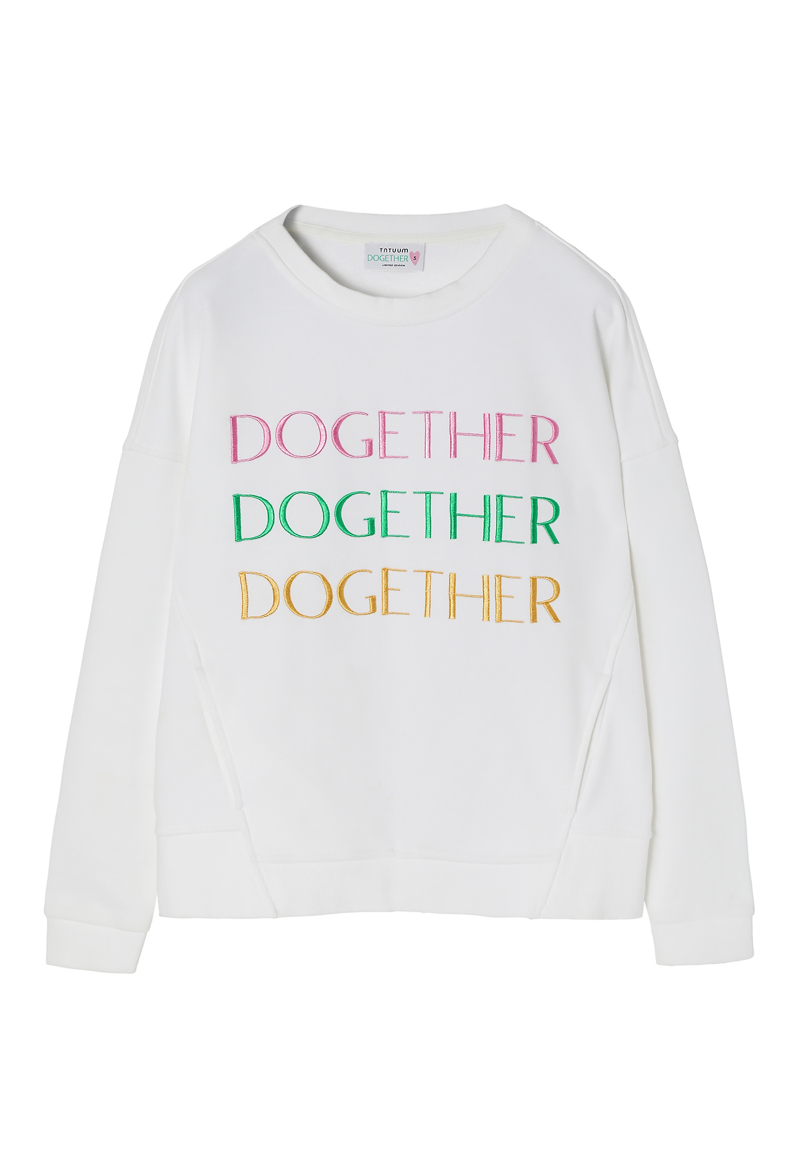 LADIES’ SWEATSHIRT WITH TEXT INSCRIPTION EMBROIDERY - GINGER LADIES’ SWEATSHIRT WITH TEXT INSCRIPTION EMBROIDERY - GINGER ECRU 103146