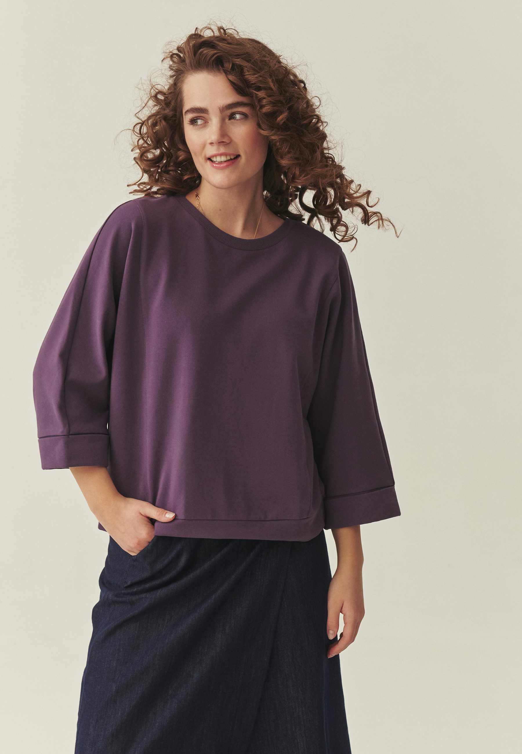 DZIANINOWA BLUZA Z BAWEŁNĄ -SULEN