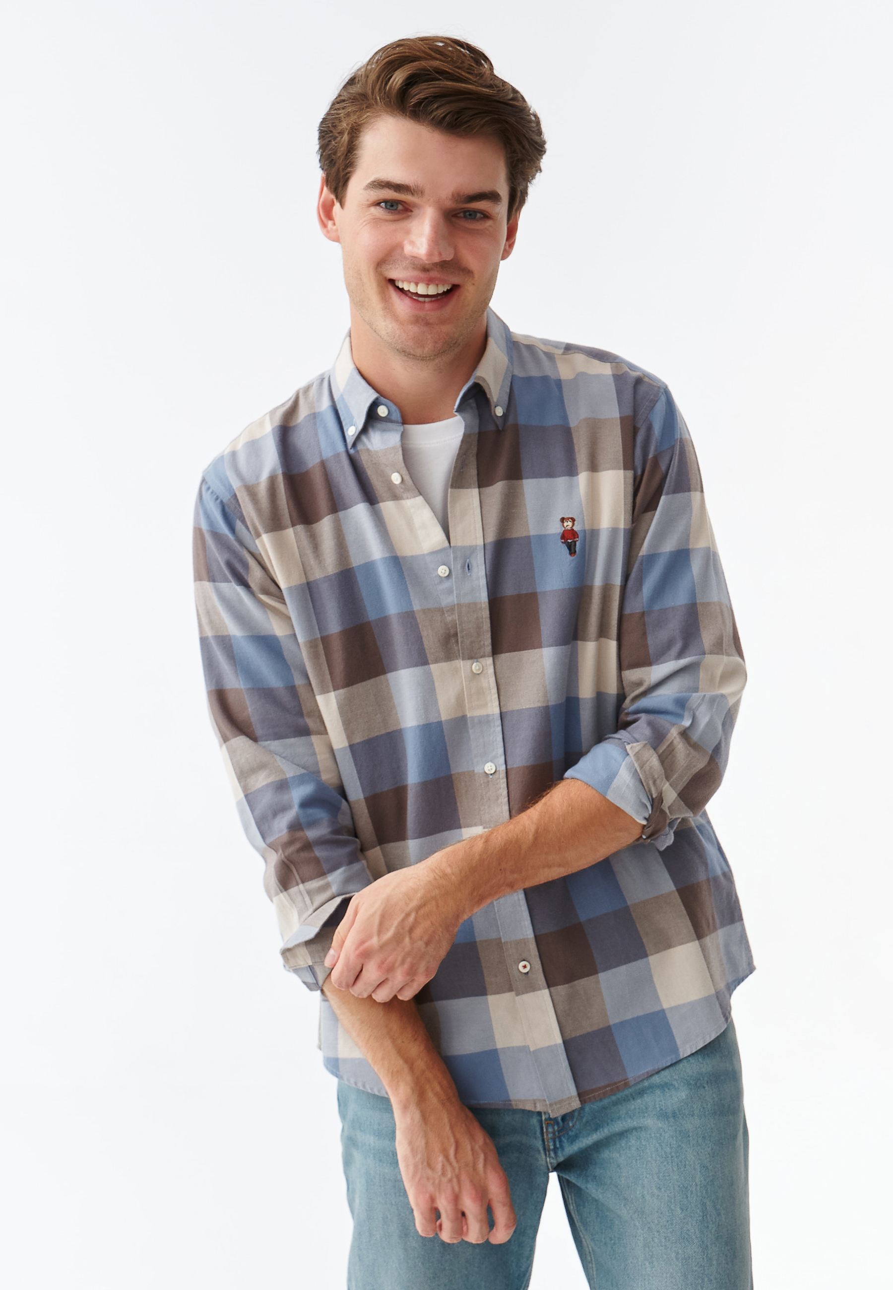 BAWEŁNIANA KOSZULA MĘSKA W KRATĘ Z DŁUGIM RĘKAWEM FRANK CLASSIC MULTIKOLOR 2