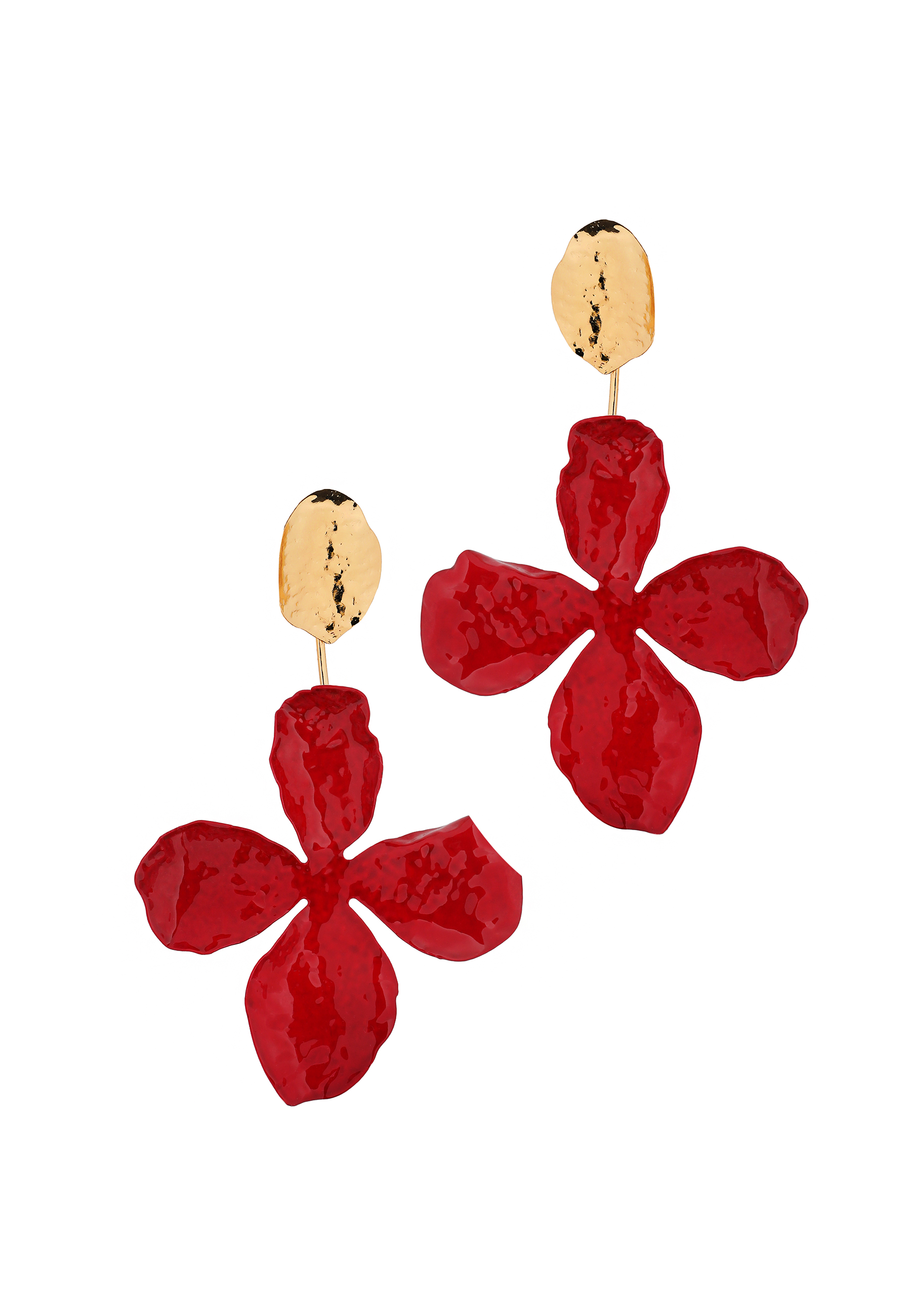 DŁUGIE KOLCZYKI Z KWIATOWYM MOTYWEM - REDI CZERWONY 2