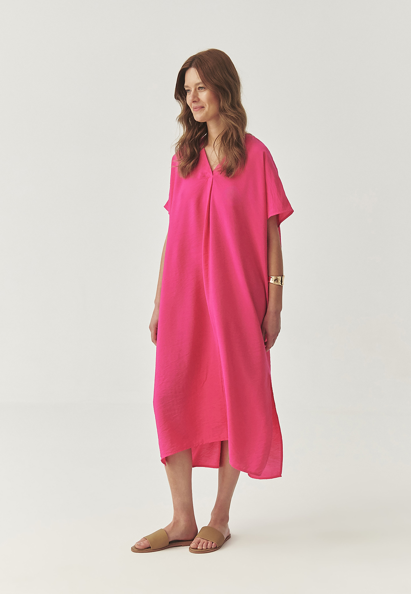 FUCHSIA MAXI DRESS WITH A LOOSE FIT OVORITI color PINK
