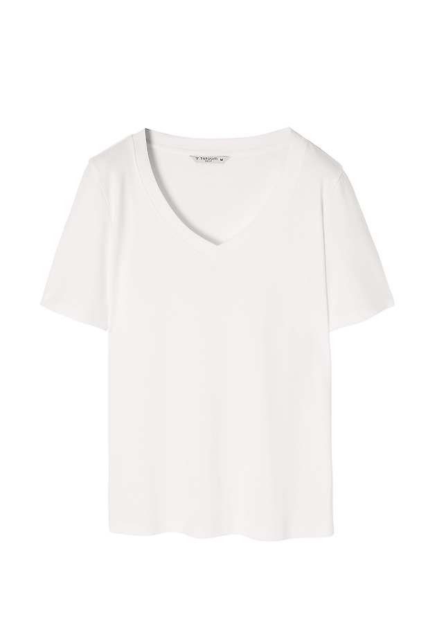 KLASYCZNY T-SHIRT DAMSKI Z DEKOLTEM W SEREK NOTA 1 KLASYCZNY T-SHIRT DAMSKI Z DEKOLTEM W SEREK NOTA 1 BIAŁY 4