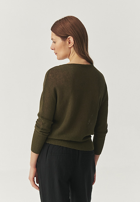 LIGHTWEIGHT LINEN AND COTTON JUMPER - NASHY KHAKI 2