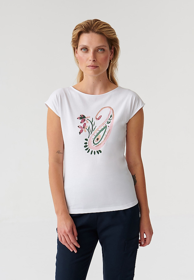T-SHIRT DAMSKI Z NADRUKIEM AMANDA 4 T-SHIRT DAMSKI Z NADRUKIEM AMANDA 4 BIAŁY 1
