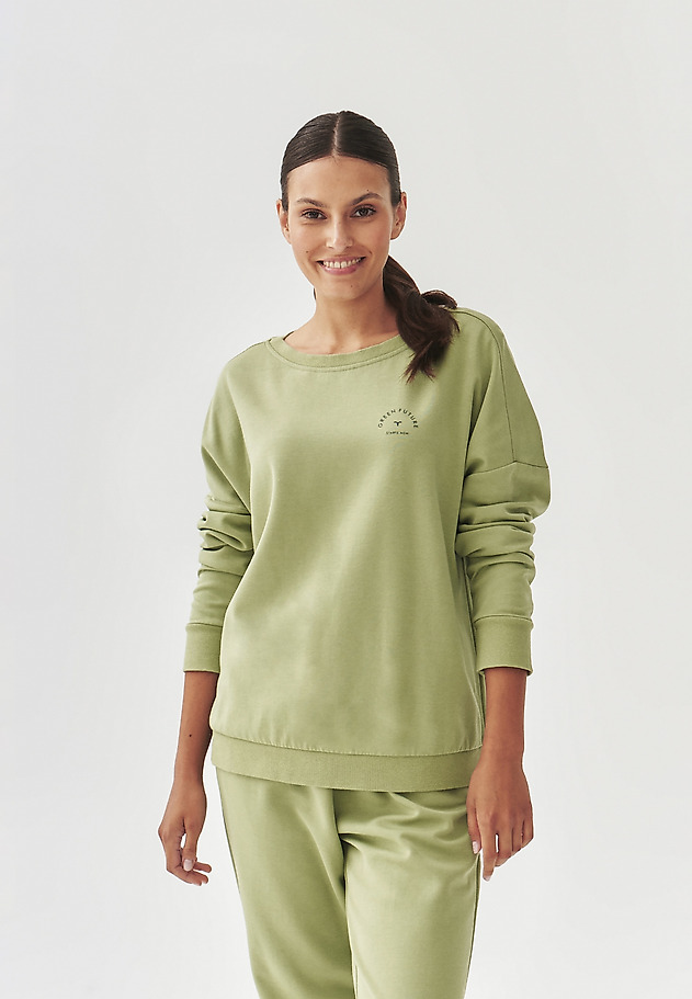 LADIES' KNITTED SWEATSHIRT WITH A ROUND NECKLINE - YOLANDA LADIES' KNITTED SWEATSHIRT WITH A ROUND NECKLINE - YOLANDA ZIELONY 3