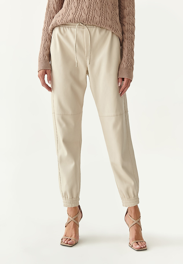 LADIES' FAUX LEATHER TROUSERS LEDI LADIES' FAUX LEATHER TROUSERS LEDI ECRU 3