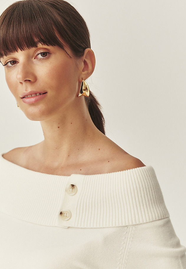 SWETER Z WYWIJANYM DEKOLTEM - LUISA SWETER Z WYWIJANYM DEKOLTEM - LUISA ECRU 5