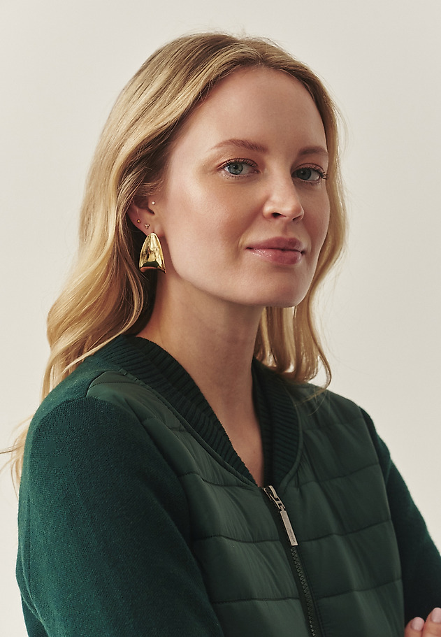 LADIES' JUMPER WITH QUILTED FRONT - KADEKO LADIES' JUMPER WITH QUILTED FRONT - KADEKO GREEN 3