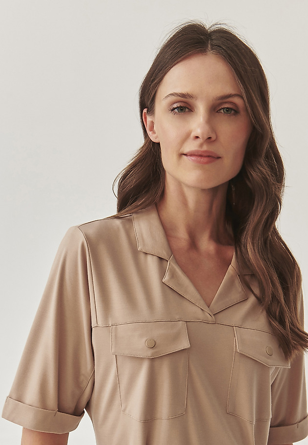 LADIES’ SHORT-SLEEVED SHIRT DRESS WITH ADDITIONAL BELT - ZOYA LADIES’ SHORT-SLEEVED SHIRT DRESS WITH ADDITIONAL BELT - ZOYA BEŻOWY 4