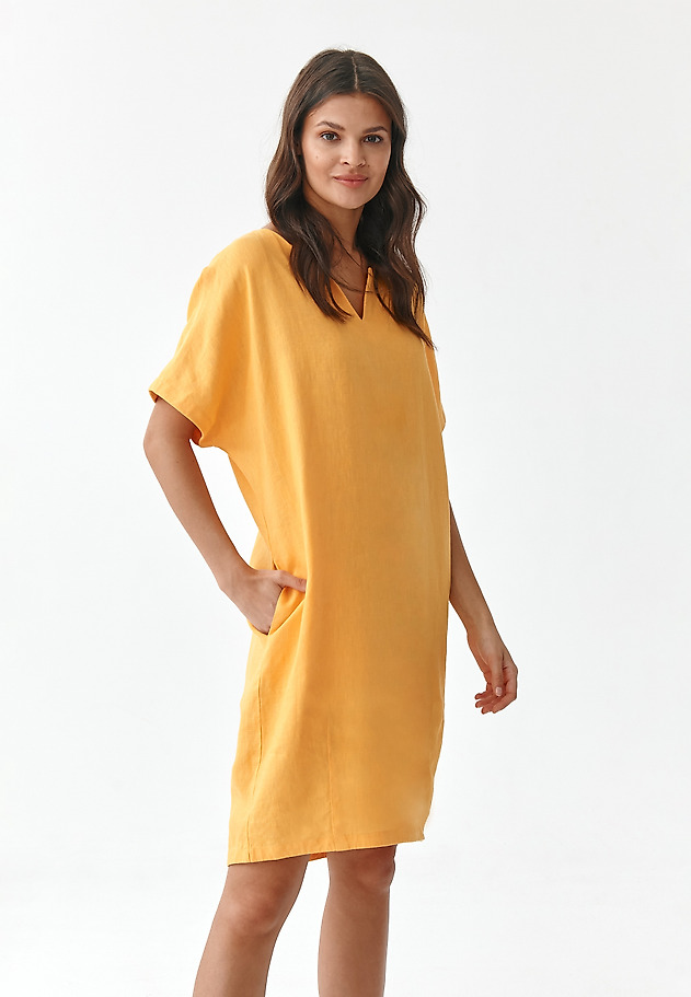 LADIES' LINEN DRESS OWERITA LADIES' LINEN DRESS OWERITA YELLOW 4