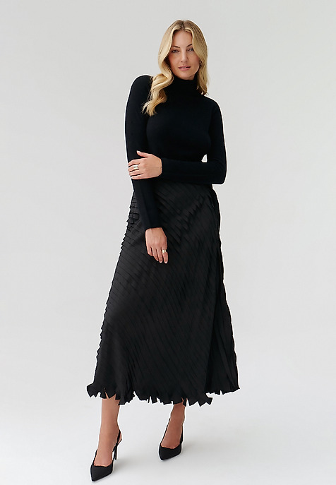 LADIES’ SKIRT WIH DECORATIVE STITCHING DAKNA BLACK 2