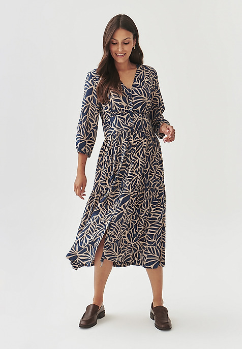 LADIES’ PATTERNED DRESS WITH 3/4 SLEEVES - KAMDI MULTICOLOR 2