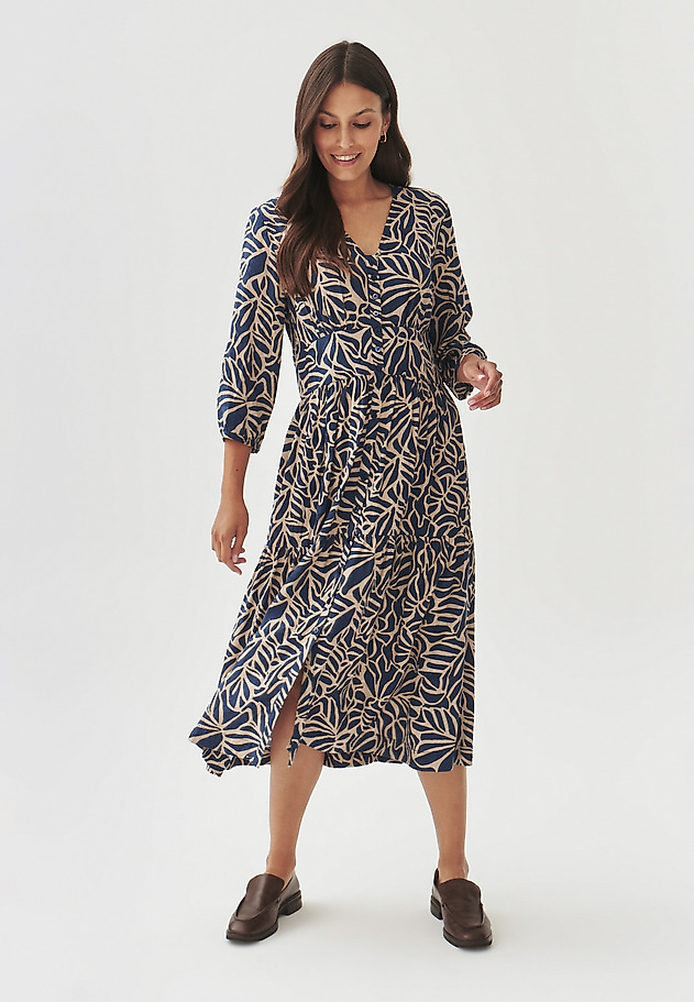 WZORZYSTA SUKIENKA WISKOZOWA Z RĘKAWEM 3/4  - KAMDI WZORZYSTA SUKIENKA WISKOZOWA Z RĘKAWEM 3/4  - KAMDI MULTIKOLOR 6