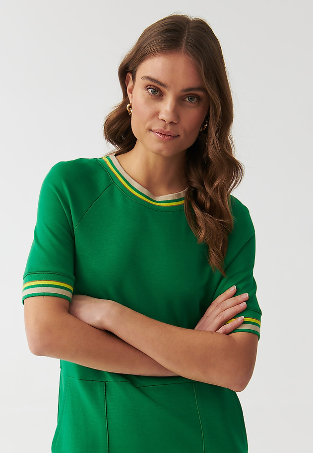 LADIES’ DRESS WITH STRIPED RIB AND AN ELASTIC - CAMILA LADIES’ DRESS WITH STRIPED RIB AND AN ELASTIC - CAMILA ZIELONY 5