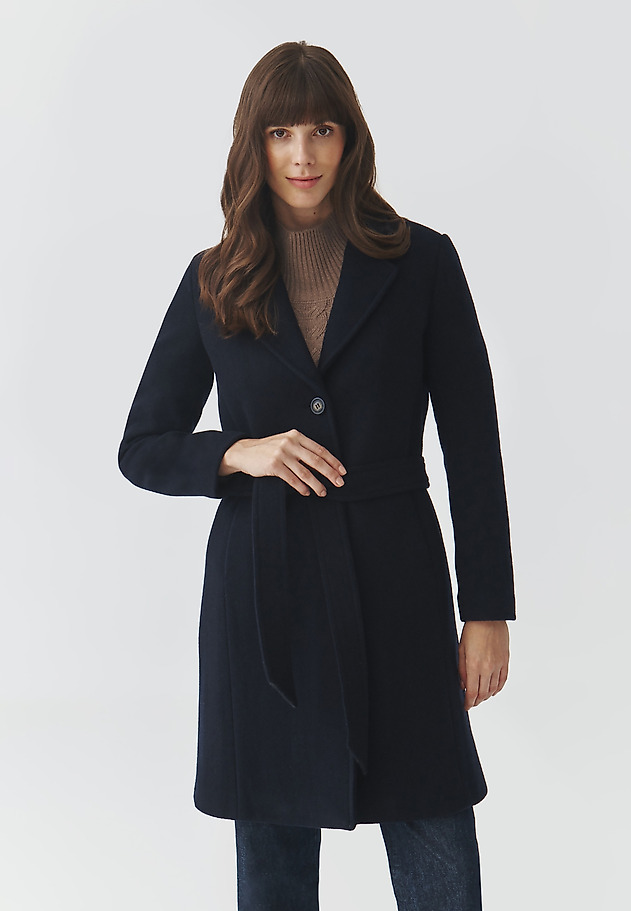 LADIES' FABRIC COAT WITH BELT — NITIKA LADIES' FABRIC COAT WITH BELT — NITIKA GRANATOWY 1