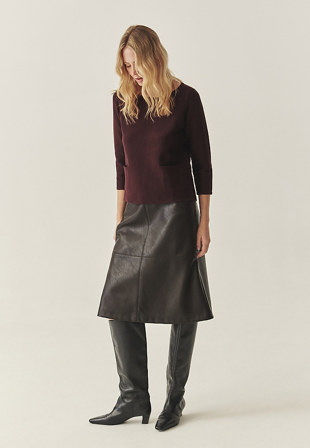 KLASYCZNY SWETER DAMSKI Z RĘKAWEM 3/4 I KIESZONKAMI - ADELLE KLASYCZNY SWETER DAMSKI Z RĘKAWEM 3/4 I KIESZONKAMI - ADELLE FIOLETOWY 5