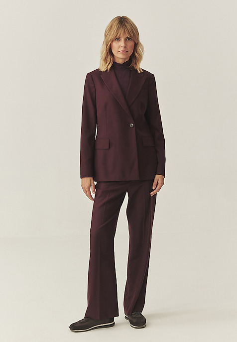 BORDOWY ŻAKIET Z WEŁNĄ - SOHO CZERWONY 2