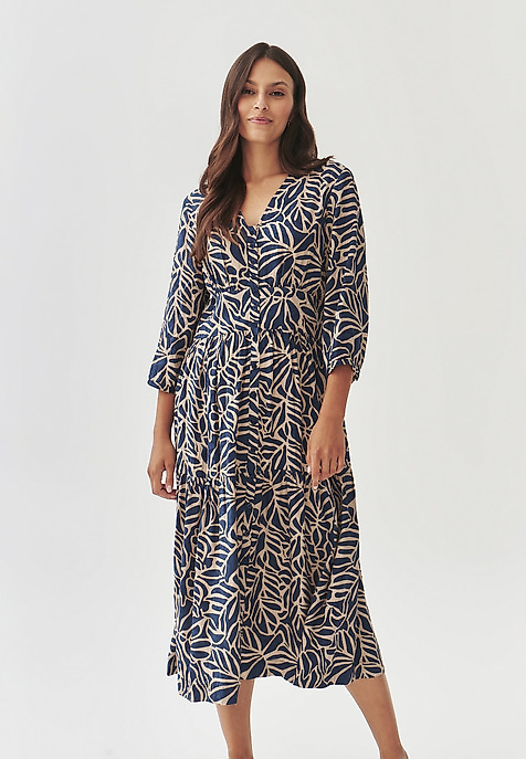 LADIES’ PATTERNED DRESS WITH 3/4 SLEEVES - KAMDI MULTICOLOR 2