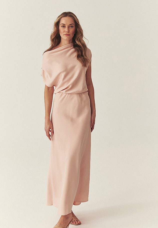 SATIN MAXI DRESS - MAGI color BEIGE SATIN MAXI DRESS - MAGI color BEIGE