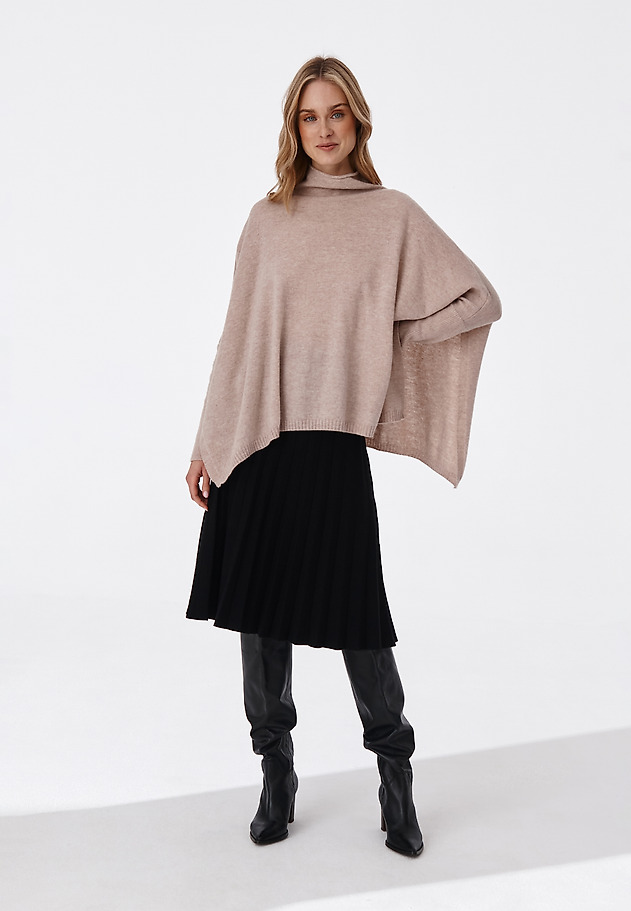 LADIES' WOOLEN PONCHO-SWEATER PONKOLO LADIES' WOOLEN PONCHO-SWEATER PONKOLO BEIGE 4