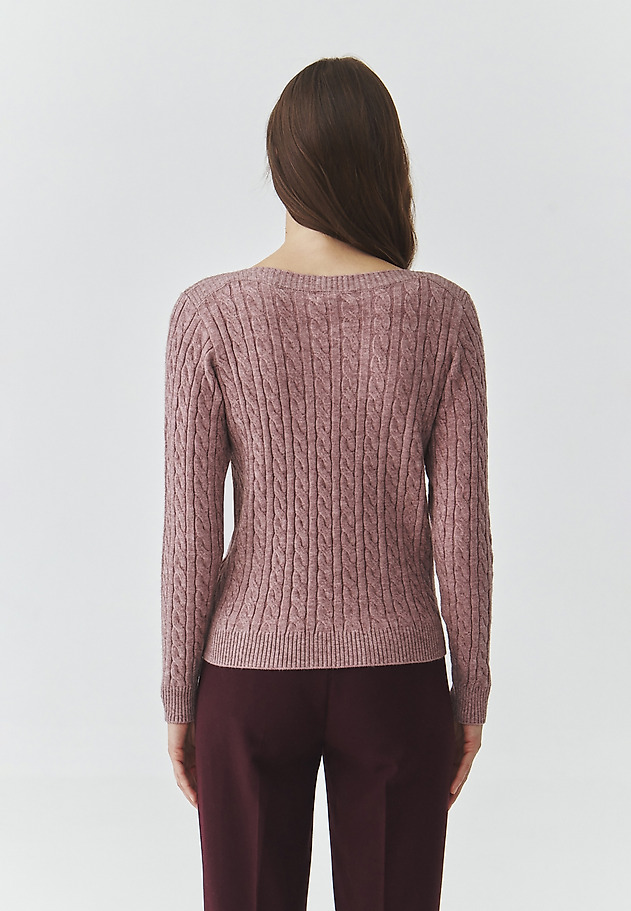 CLASSIC LADIES' JUMPER WITH BOAT NECKLINE — WILLOW CLASSIC LADIES' JUMPER WITH BOAT NECKLINE — WILLOW FIOLETOWY 3