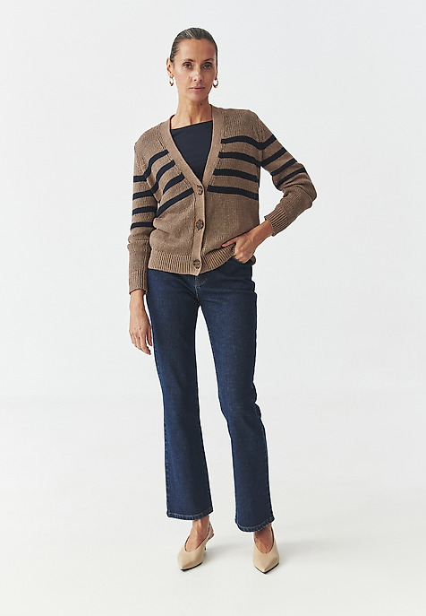 LADIES' CROSS-STRIPED LINEN CARDIGAN — ISABEL MULTICOLOR 2