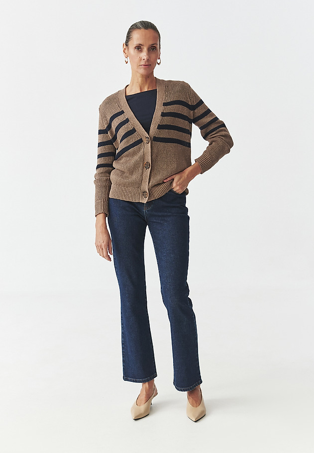 LADIES' CROSS-STRIPED LINEN CARDIGAN — ISABEL LADIES' CROSS-STRIPED LINEN CARDIGAN — ISABEL MULTIKOLOR 2