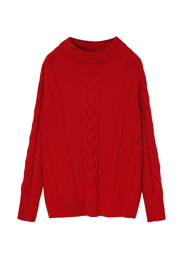LADIES' SWEATER WITH TURTLENECK AND STRUCTURED PATTERN — EVEREST 1 LADIES' SWEATER WITH TURTLENECK AND STRUCTURED PATTERN — EVEREST 1 CZERWONY 6
