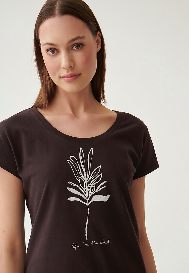 LADIES' T-SHIRT WITH PLANT PRINT ANTONIA 2 LADIES' T-SHIRT WITH PLANT PRINT ANTONIA 2 BRĄZOWY 1