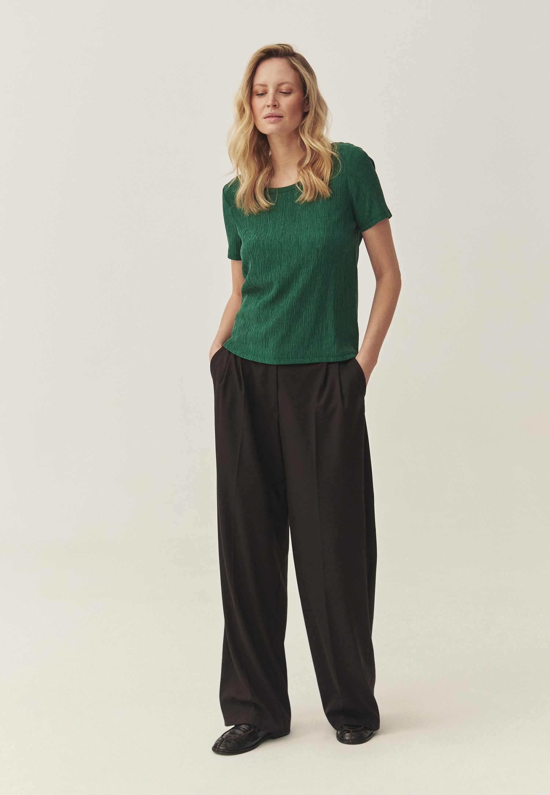 BLUZĂ STRUCTURATĂ DE DAMĂ, CU MÂNECI SCURTE - BIRMIKA VERDE 2