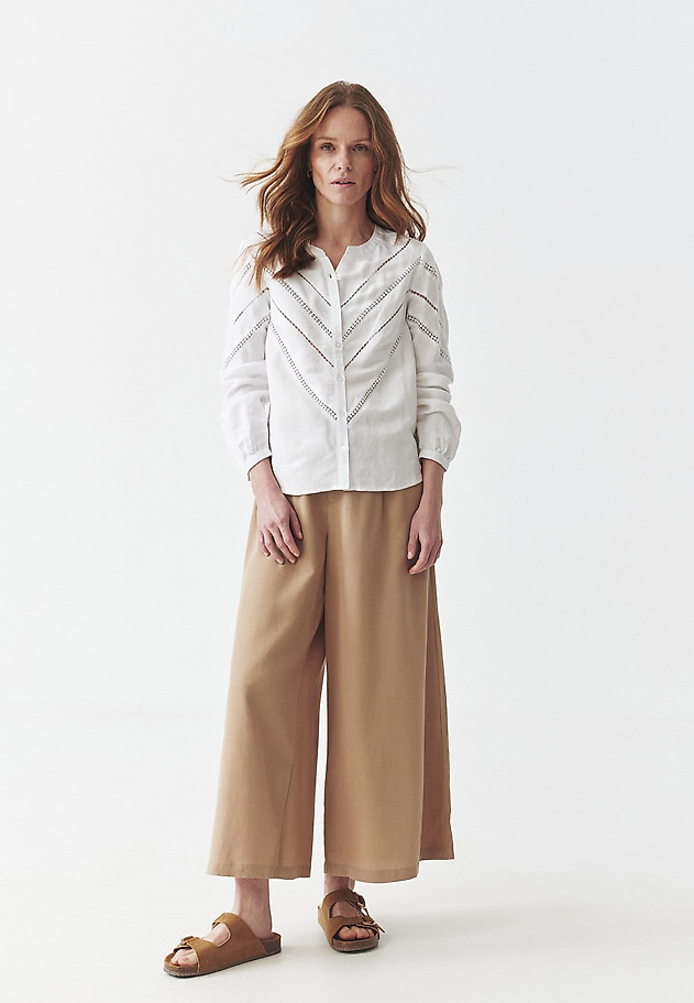 LINEN-VISCOSE SHIRT WITH EMBROIDERY - CASSIA LINEN-VISCOSE SHIRT WITH EMBROIDERY - CASSIA BIAŁY 7