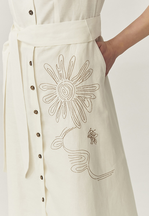 ROCHIE MIDI SCHMISSERIE DIN IN ȘI VISCOZĂ - RONNA ROCHIE MIDI SCHMISSERIE DIN IN ȘI VISCOZĂ - RONNA ECRU 5
