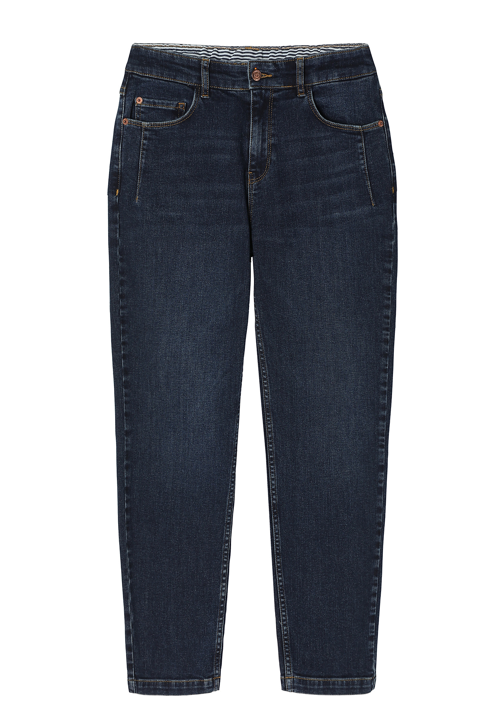 LADIES’ FITTED DENIM JEANS WITH DECORATIVE SEAMS - SARO LADIES’ FITTED DENIM JEANS WITH DECORATIVE SEAMS - SARO NAVY BLUE 94626