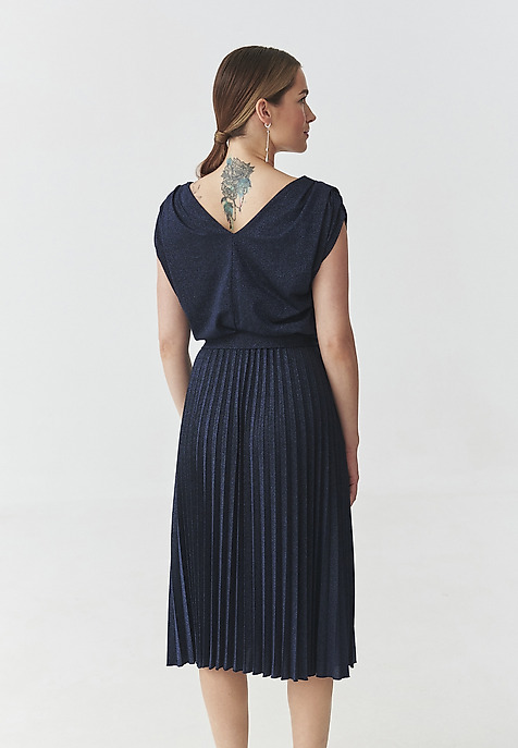 KNITTED DRESS WITH GLITTER ACCENT — LURI NAVY BLUE 2