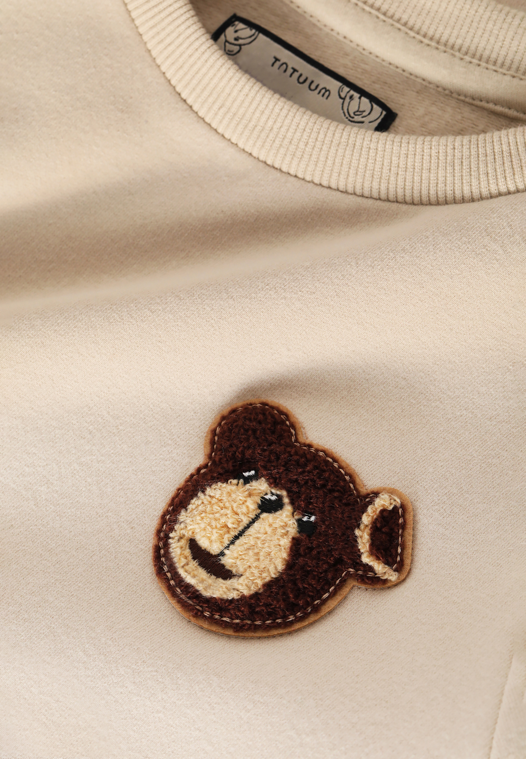 BLUZA DZIECIĘCA Z NASZYWKAMI Z MISIEM USZATKIEM MALKA KIDS BEŻOWY 2