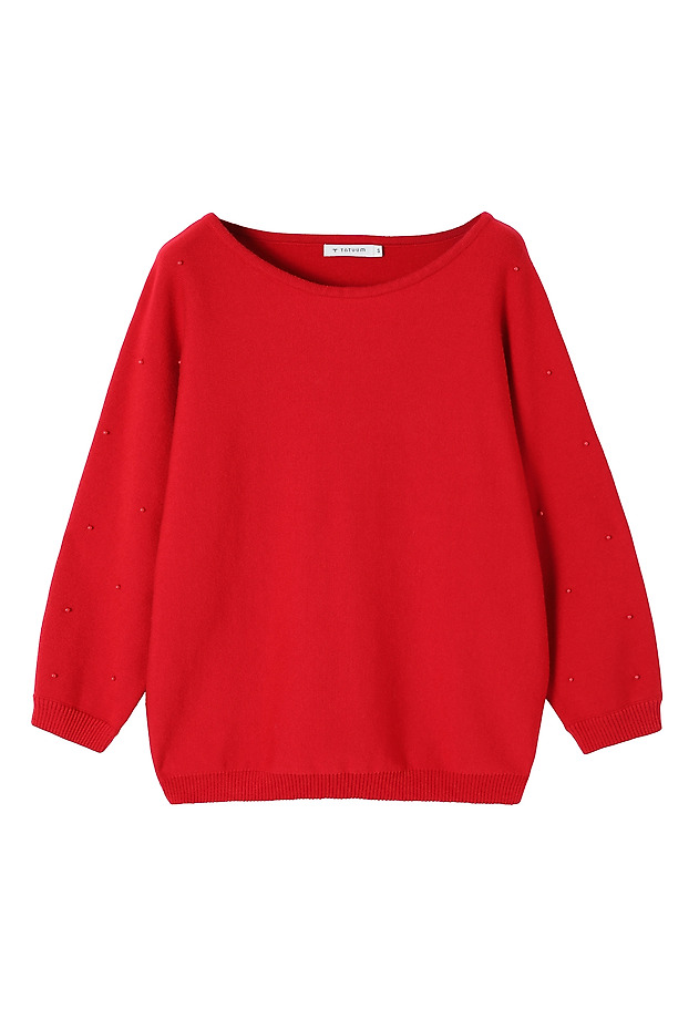 LADIES' JUMPER WITH DECORATIVE BALLS — PERLO LADIES' JUMPER WITH DECORATIVE BALLS — PERLO CZERWONY 6