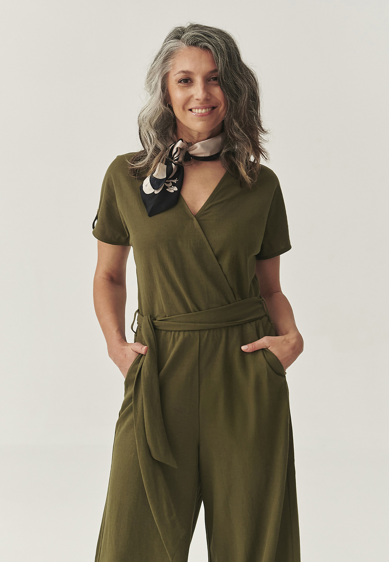 LOOSE-FITTING VISCOSE JUMPSUIT - KOREKI LOOSE-FITTING VISCOSE JUMPSUIT - KOREKI KHAKI 111433