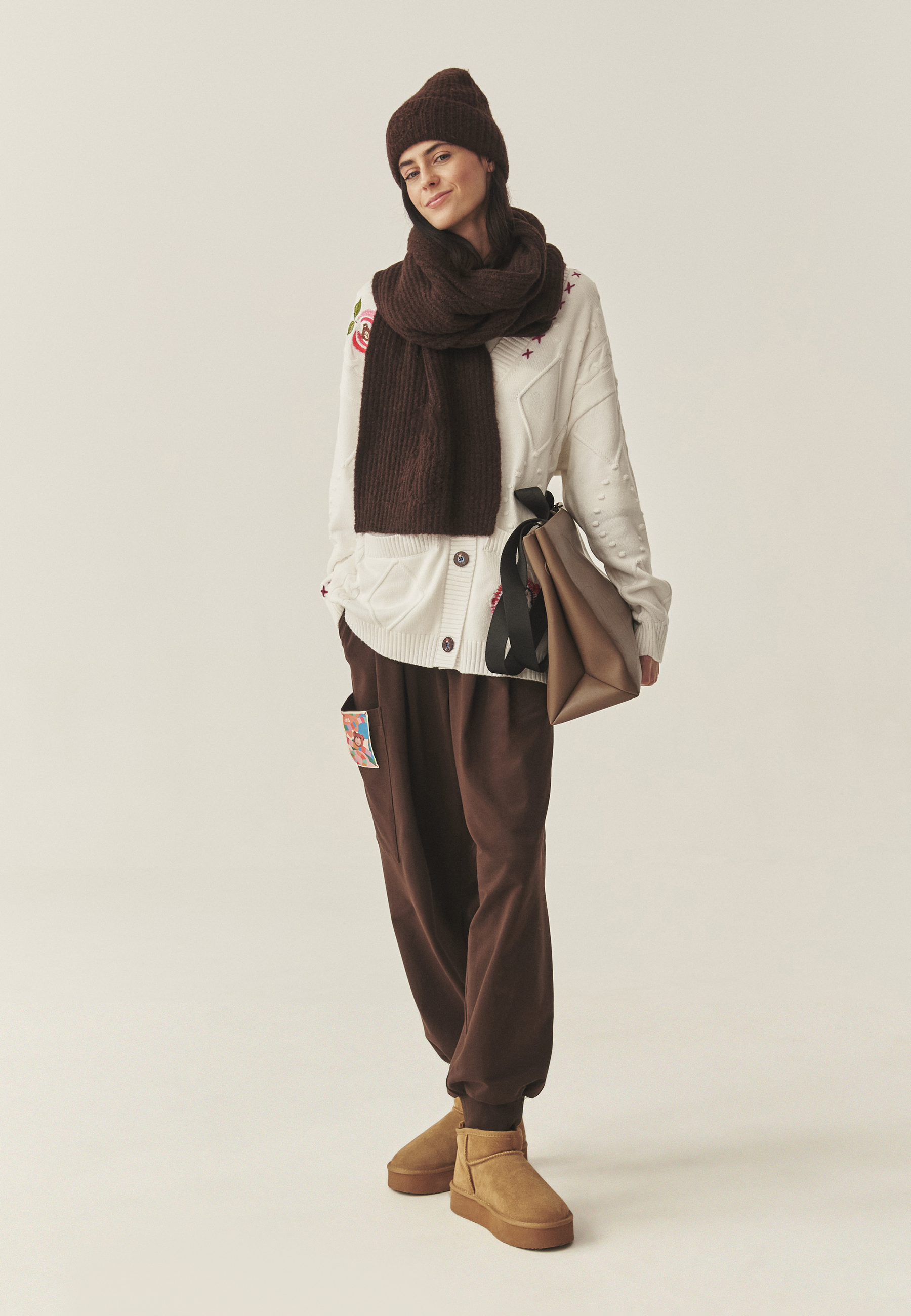 HAFTOWANY KARDIGAN Z BAWEŁNĄ - SLAVA BEŻOWY 2